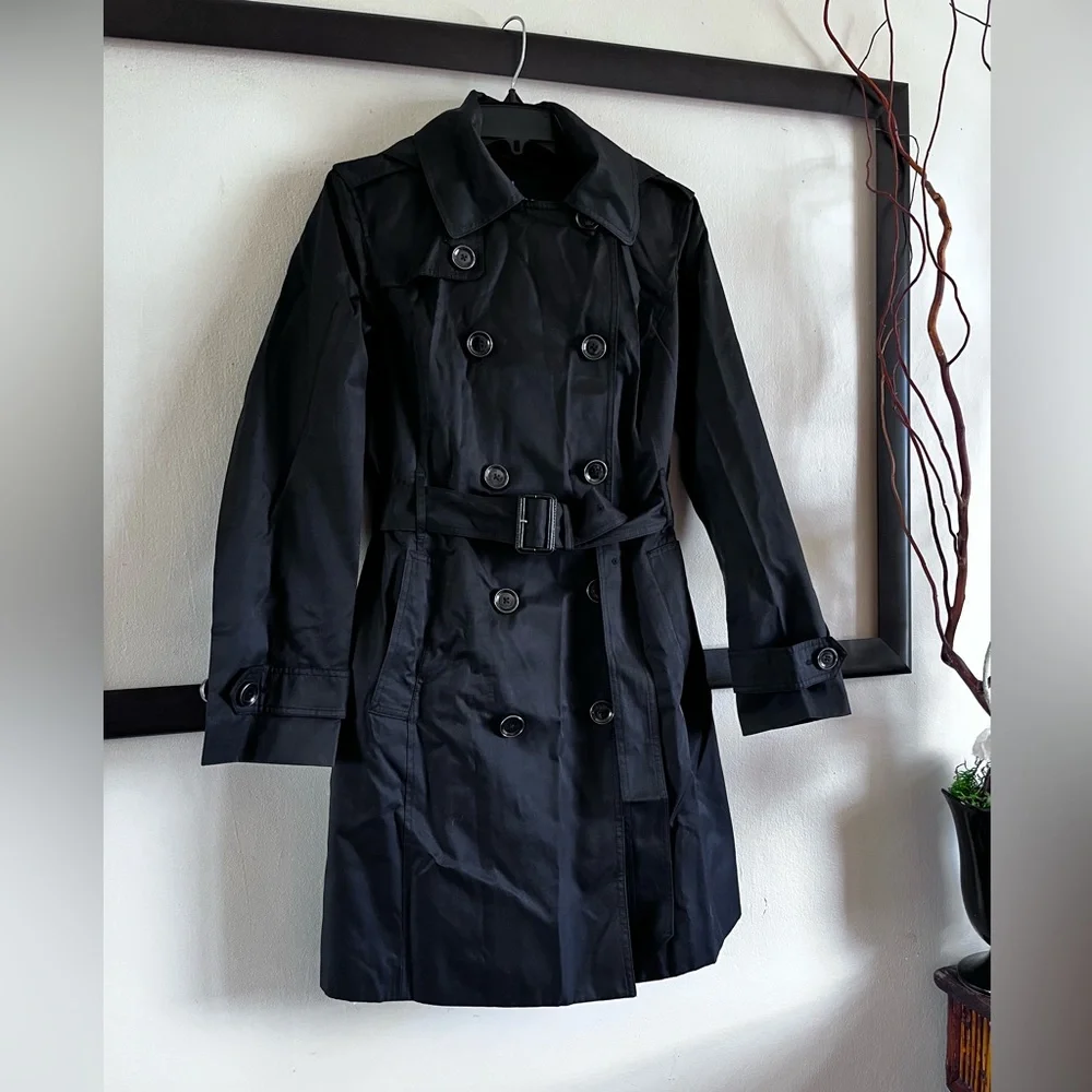London Fog black trench coat - Picture 1 of 10